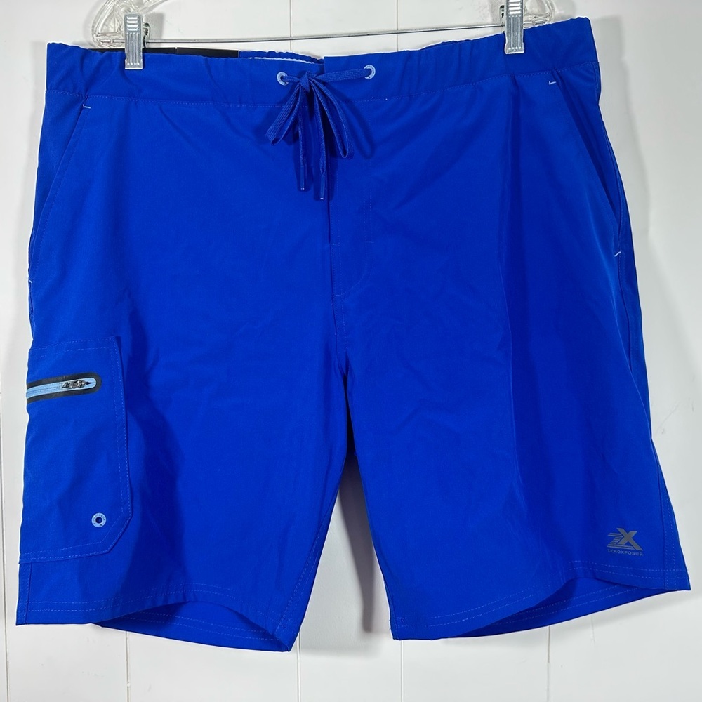 NWT ZeroXposur Sz XL Men Swim Trunks Shorts Comfort Waistband Stretch UPF50 Blue